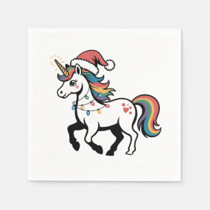Cute Unicorn Deer Reindeer Christmas Lights Funny Napkin