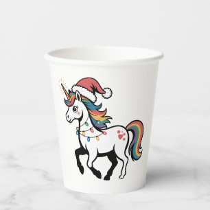 Cute Unicorn Deer Reindeer Christmas Lights Funny Paper Cups