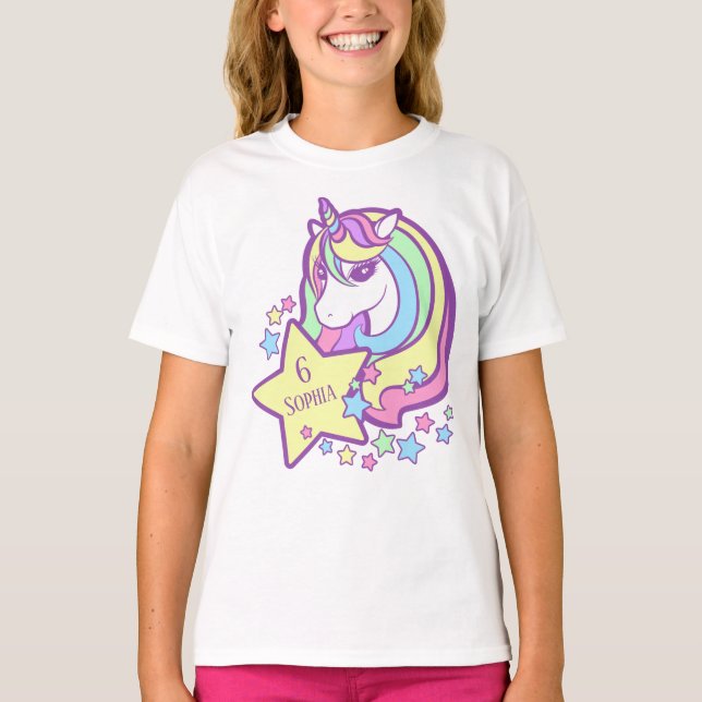 Cute Unicorn design for Birthday girls T-Shirt (Front)