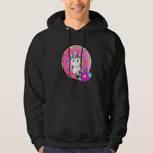 Cute Unicorn Doughnut Doughnut Hoodie (Front)