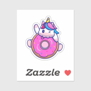 Cute Unicorn Doughnut Sticker