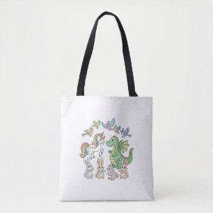 Cute Unicorn & Dragon Tote Bag for Kids