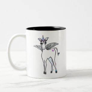 Cute Unicorn drawing  Two-Tone Coffee Mug