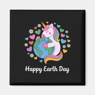 Cute Unicorn Earth Day 2025 Unicorn Hugging Earth Magnet