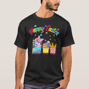 Cute Unicorn Easter Day Bunny Ear Egg Hunt Train K T-Shirt