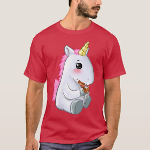 Cute Unicorn Eating Chocolate Gift Idea T-Shirt