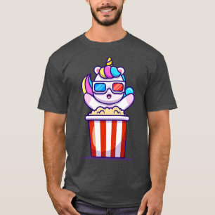 Cute Unicorn Eating Popcorn T-Shirt