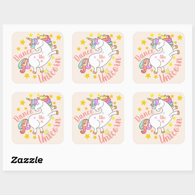 Cute Unicorn Encouragement Square Sticker (Sheet)