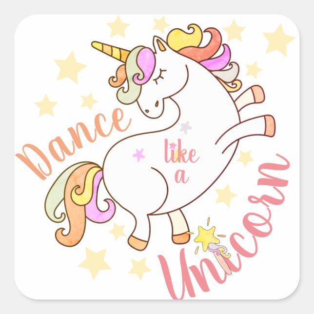 Cute Unicorn Encouragement Square Sticker (Front)