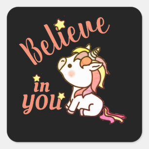 Cute Unicorn Encouragement Square Sticker
