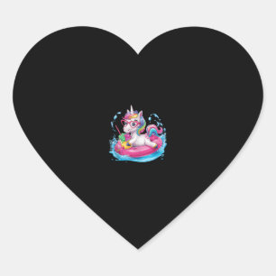 Cute Unicorn Enjoying Ice Cream Fun for a Unicorn Heart Sticker