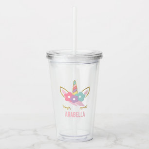 Cute Unicorn Face Girl's Acrylic Tumbler
