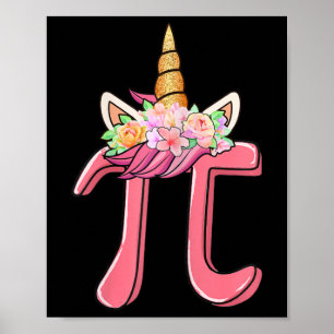 Cute Unicorn Face Pi Day Gift Math Teacher Girls K Poster