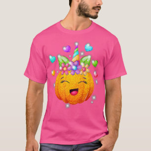 Cute Unicorn Face Pumpkin Halloween Gifts Women Gi T-Shirt