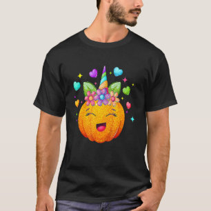 Cute Unicorn Face Pumpkin Halloween Thanksgiving G T-Shirt