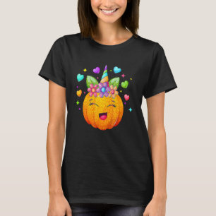 Cute Unicorn Face Pumpkin Halloween Thanksgiving G T-Shirt