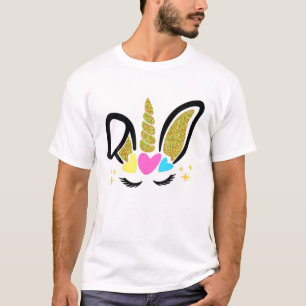 Cute Unicorn Face Rabbit Bunny Easter Day Kids Gir T-Shirt