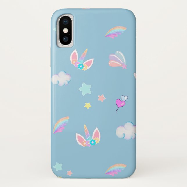 Cute Unicorn face rainbow gradient birthday party  Case-Mate iPhone Case (Back)