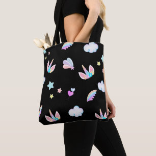 Cute Unicorn face rainbow gradient birthday party  Tote Bag