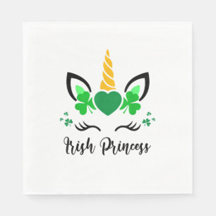 Cute Unicorn Face Shamrock Irish Princess St Patri Napkin