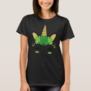 Cute Unicorn Face St Patrick S Day Kids Girls Wome T-Shirt