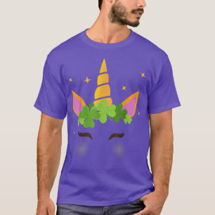 Cute Unicorn Face St Patricks Days Girls Kids T-Shirt