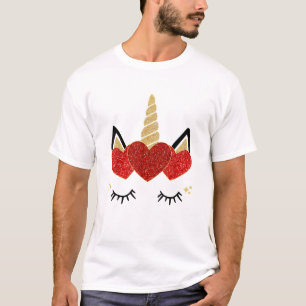 Cute Unicorn Face Valentine's Day Heart for Women  T-Shirt