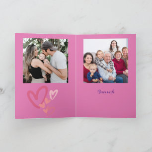 Cute unicorn family photo 2nd birthday card
