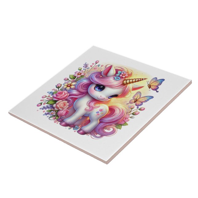 Cute unicorn fantasy girls room crafting  tile (Side)