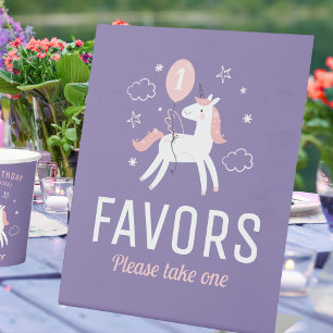 Cute Unicorn Favors TableTop Pedestal Sign
