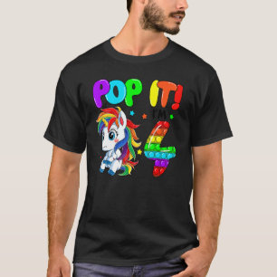 Cute Unicorn Fidget Toys Pop It I'm 4 Girl 4th Bir T-Shirt