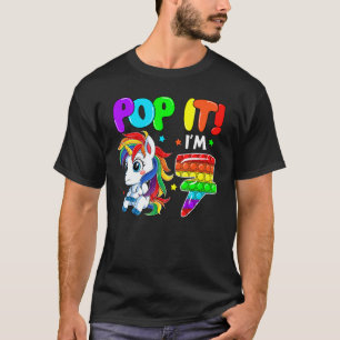 Cute Unicorn Fidget Toys Pop It I'm 7 Kids 7th Bir T-Shirt