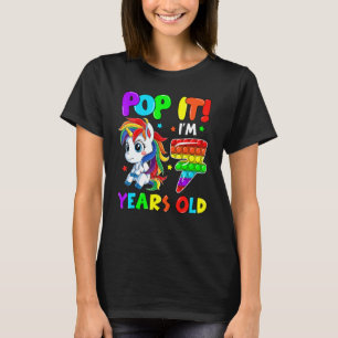 Cute Unicorn Fidget Toys Pop It I'm 7 Kids 7th Bir T-Shirt