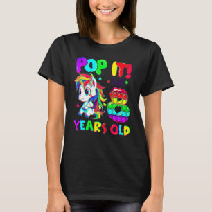 Cute Unicorn Fidget Toys Pop It I'm 8 Girls 8th Bi T-Shirt
