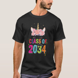 Cute Unicorn First Day Of School Class Of 2034 Gro T-Shirt