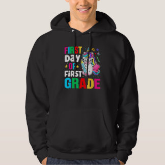 Cute Unicorn First Grade of First Grade First Day  Hoodie