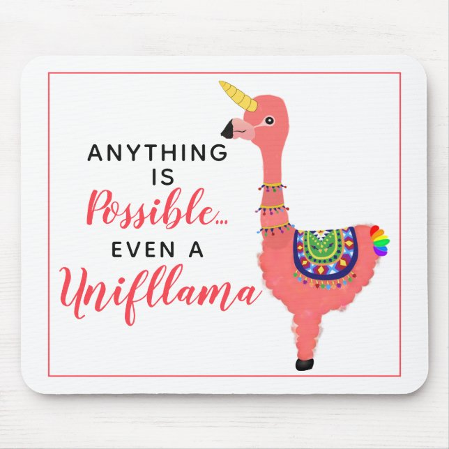 Cute Unicorn Flamingo Llama Inspirational Quote Mouse Mat (Front)