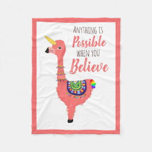 Cute Unicorn Flamingo Llama Inspiring Unifllama Fleece Blanket