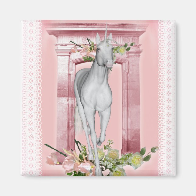 Cute Unicorn Flowers 1 Magnet (Front)