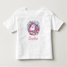 Cute Unicorn & Flowers, Personalise Name