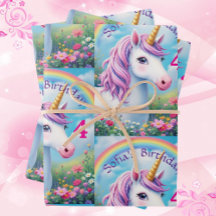 Cute Unicorn Girl' Rainbow Cute Birthday