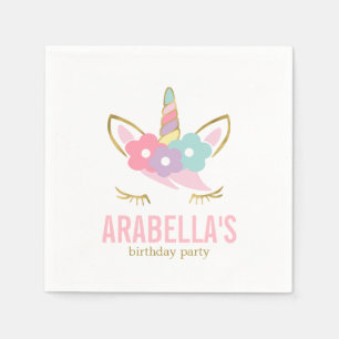 Cute Unicorn Girls Birthday Party Napkin