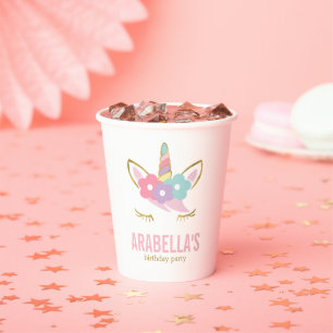 Cute Unicorn Girls Birthday Party Paper Cup