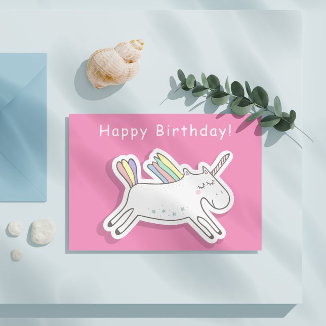 Cute Unicorn - Girls Birthday Postcard (Creator Uploaded)