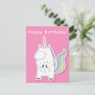 Cute Unicorn - Girls Birthday Postcard