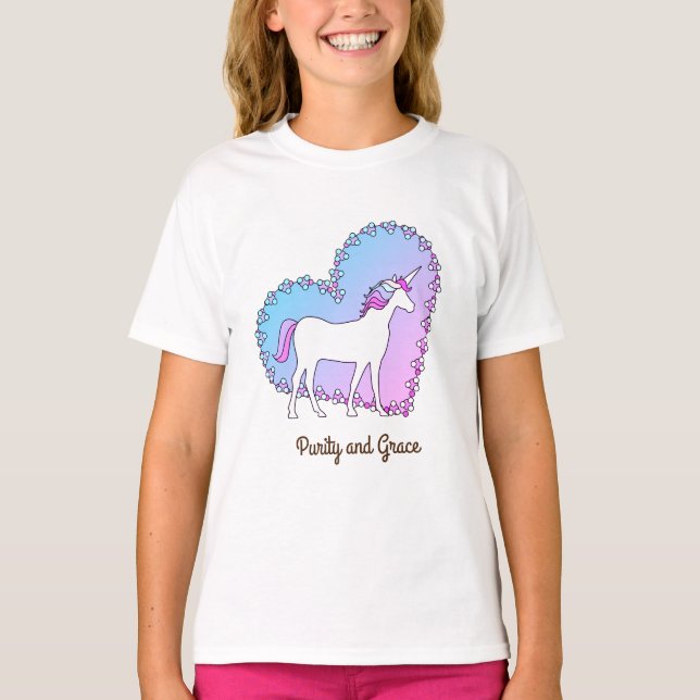 Cute Unicorn Girls Tshirt Graceful Daughters (Front)