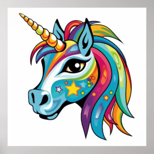 Cute unicorn graphics drawing poster