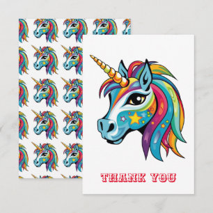 Cute unicorn graphics drawing thank you card
