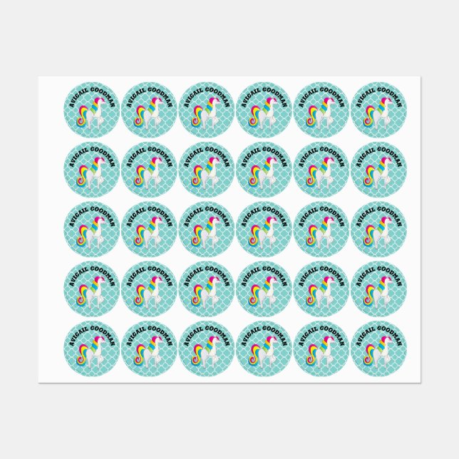 Cute Unicorn Green Quatrefoil (Sheet)
