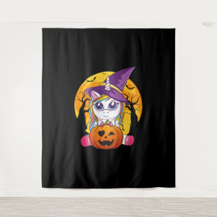 Cute Unicorn Halloween Witch Women Toddler Tapestry